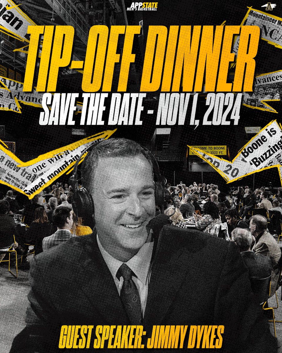 Mark those calendars! Our annual Tip-Off Dinner will be held on Friday, Nov. 1 with this year’s guest speaker being Jimmy Dykes. @CoachJimmyDykes is a former App State assistant coach and a current sportscaster for ESPN and the SEC Network. #TakeTheStairs