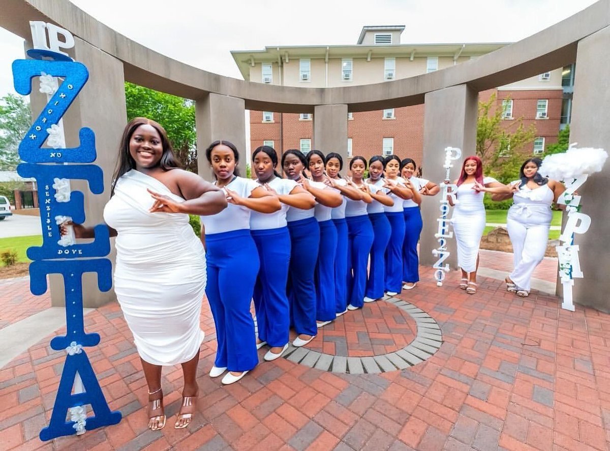 The Zetas at the University of West Georgia just revealed their Spring 2024 line! Show them some love! 💙🤍 @uwg_zetas 📸: @i.am.stefan