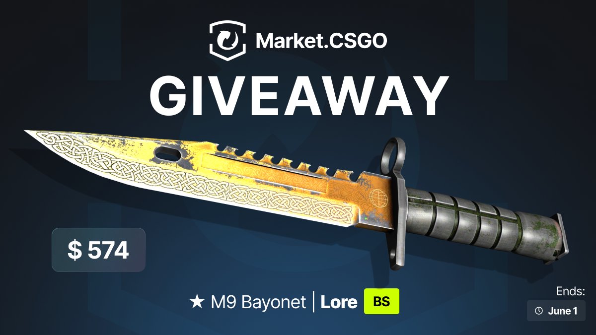 🎁  ★ M9 Bayonet | Lore (Battle-Scarred) Giveaway 

To enter:
📌 Follow @MarketCSGOcom
🔁 RT
📝 Tag at least one of your teammates in the comments 🫂

The Giveaway ends on June 1 ☀️

#CS2 #CS2Giveaway