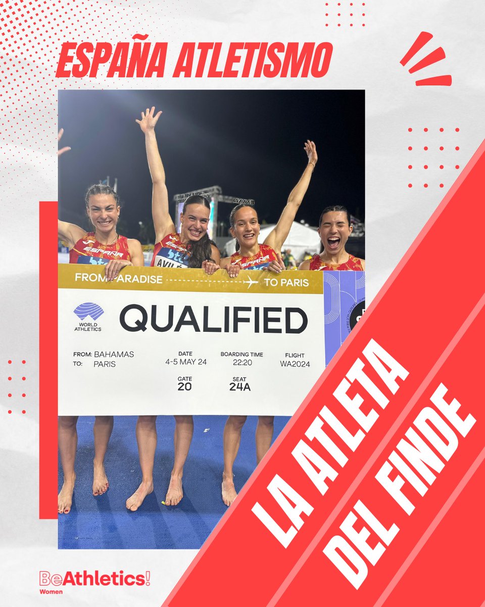 𝑳𝑨 𝑨𝑻𝑳𝑬𝑻𝑨 𝑫𝑬𝑳 𝑭𝑰𝑵𝑫𝑬 Hoy no había duda 🫣 ¡CLASIFICADAS PARA LOS JUEGOS CON RÉCORD DE ESPAÑA! El 4x400 🚺 de #EspañaAtletismo hizo historia en los #WorldRelays 🇧🇸 ⏱️ 3:27:30 @carmen_avilees 🤝🏻 @bertaseguura 🤝🏻 @evasantiru 🤝🏻 @blancahervas_ #PasiónPorCompetir