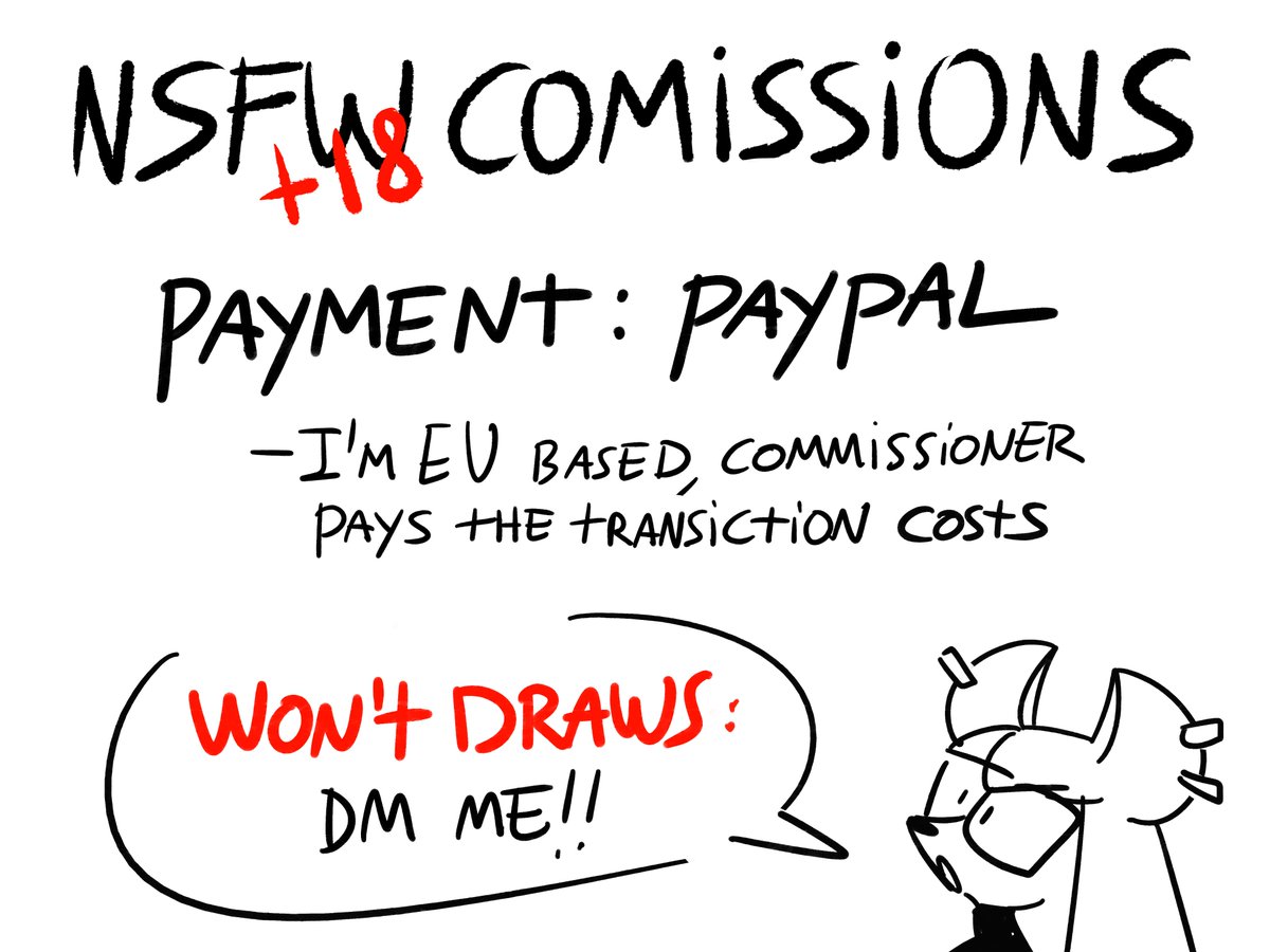 Hello! I'm opening N/SFW C0mms!!
2 slots available.
Any questions please DM me!!