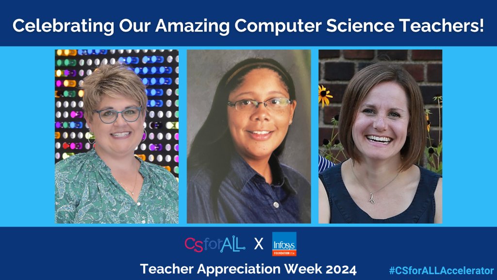 Happy #TeacherAppreciationWeek! This week, #CSforALL and @InfyFoundation are partnering to highlight teachers shaping the future of #CSEd. Learn about the teachers guiding students in coding and creativity, from building robots to designing websites at csforall.exposure.co/teacher-apprec….