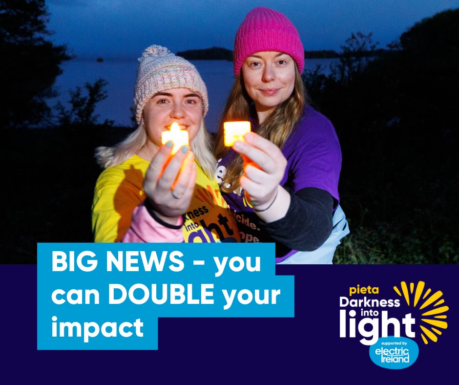 Exciting news!! From 9 am tomorrow until 9 am Wednesday, Electric Ireland will MATCH donations up to a total of €100,000. 💜 Proudly supported by @ElectricIreland Note: Matched donations apply only to the Republic of Ireland. T&Cs bit.ly/4aa29QK #DIL2024