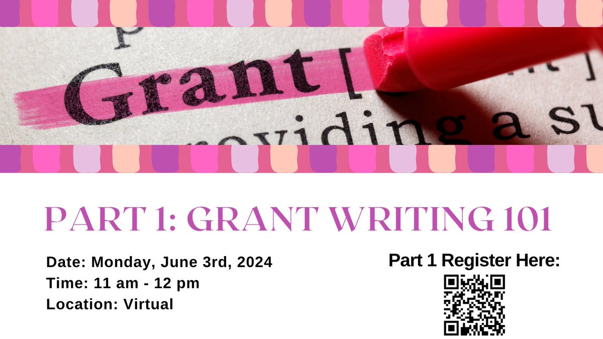 Coming up this June! In part one of our Grant Writing 101 series, learn how to write an effective research grant! *Delivered Virtually* Register Here: docs.google.com/forms/d/e/1FAI…