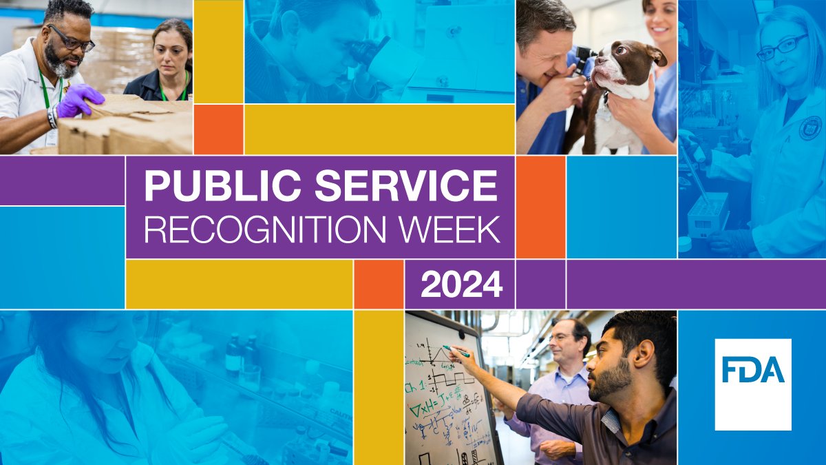 We want to kick off Public Service Recognition Week by sharing our utmost appreciation to all the public servants in the U.S., along with a huge thank you to the FDA workforce for their tireless dedication, ensuring the FDA continues to protect and promote public health. #PSRW