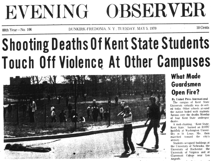 #OTD 1970: The shootings at #KentState caused an explosion of anger and outrage on college campuses. Over 400 colleges and high schools participated in the National Student Strike. obrag.org/2019/05/may-5-…… #KentStateMay4 #KentStateMassacre