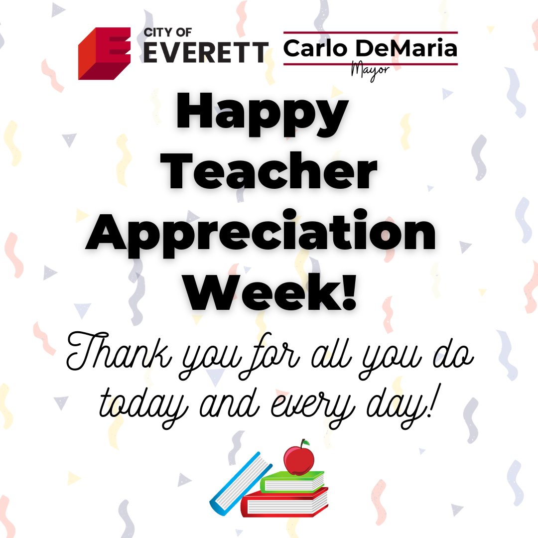 Mayor_DeMaria's tweet image. This week marks the beginning of #TeacherAppreciationWeek!

We recognize and celebrate all the teachers who have impacted us. Thank you to all the Everett teachers who continue to educate and expand the minds of our youth every day.

#EverettMA