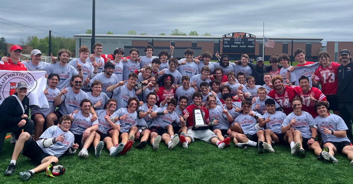Join us in congratulating the men’s lacrosse team on winning the Liberty League Championship over the weekend! 🏆🥍 bit.ly/4dup8Zz #LetsGoRed @LLAthletics @RPIAthletics