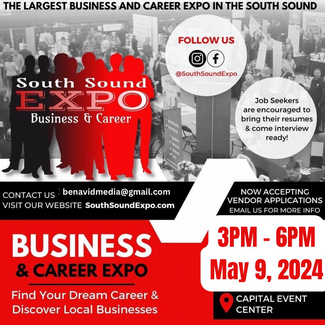 The South Sound Business & Career Expo is back! Last year we featured this awesome FREE event for the 184th week of the #sevenquestionsunday blog. Give them follow and be sure to say hi to BenAvid Media & mention #4Evrgrn while you’re there. 🌲

#wearethepnw #pnwevents