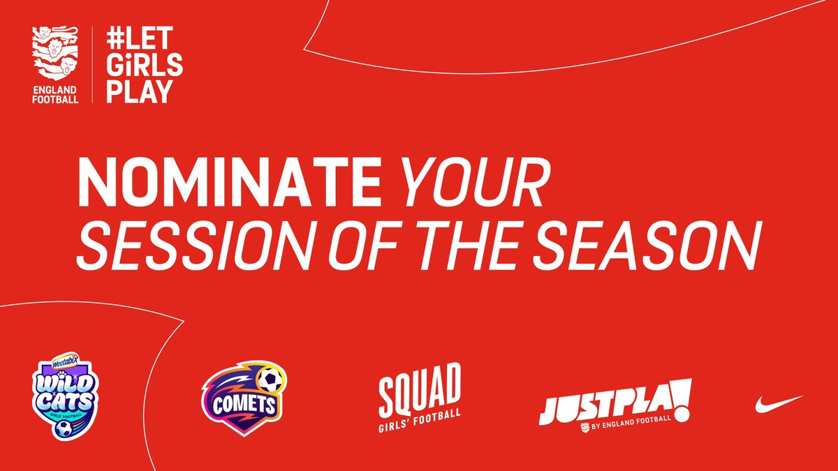 Know of a Weetabix Wildcats, Comets, Squad Girls' Football or Just Play session that deserves a shout out? Now's your chance! ⚽ It's time to vote for your Session of the Season. Nominate now 👉 buff.ly/3TQoJIc Nominations close 5pm on Friday 17 May.