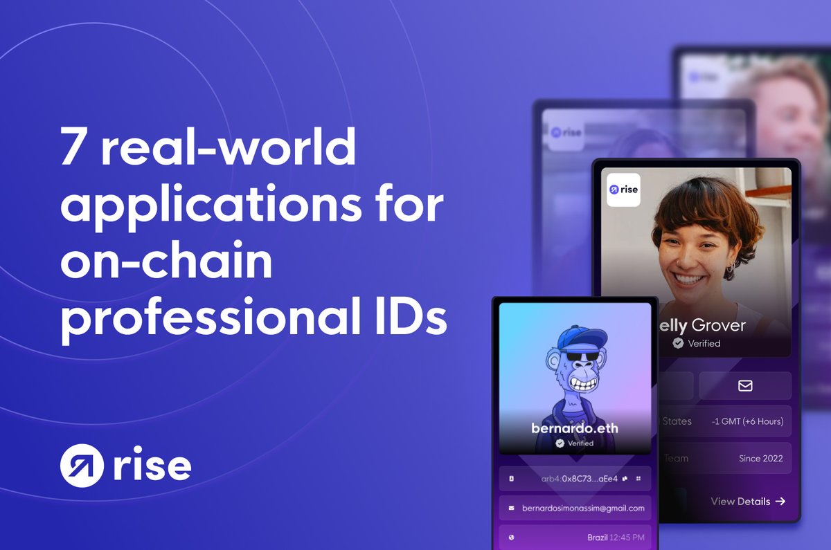What do you really know about On-Chain IDs? 🤔 We outline 7️⃣ of the top use cases that become available when using On-Chain IDs such as the incredible Rise ID. Check out the full article by clicking the link below 👇 riseworks.io/blog/7-real-wo…