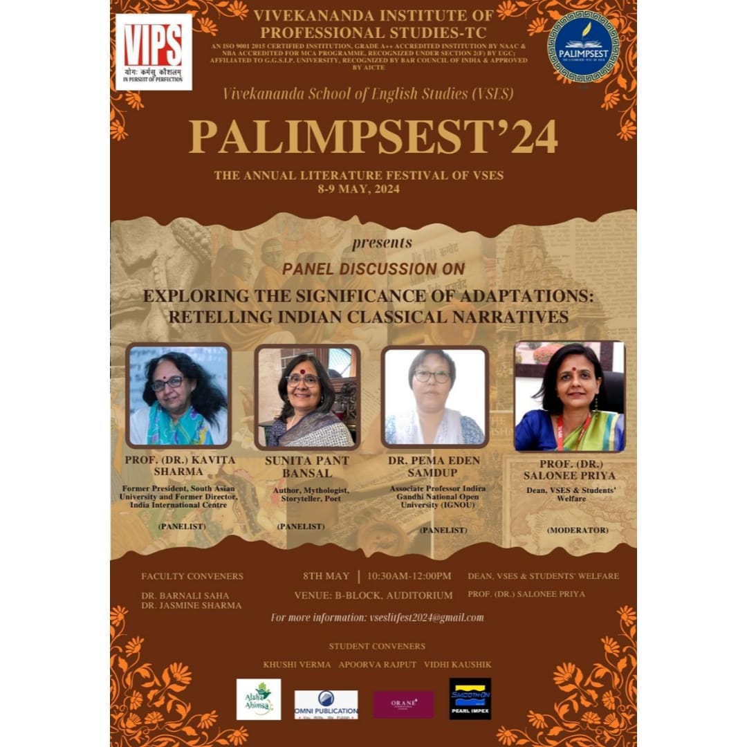 Exploring the Significance of Adaptations: Retelling Indian Classical Narratives at Palimpsest. Join us for a thought-provoking discussion!! @sunitapb #LitFest