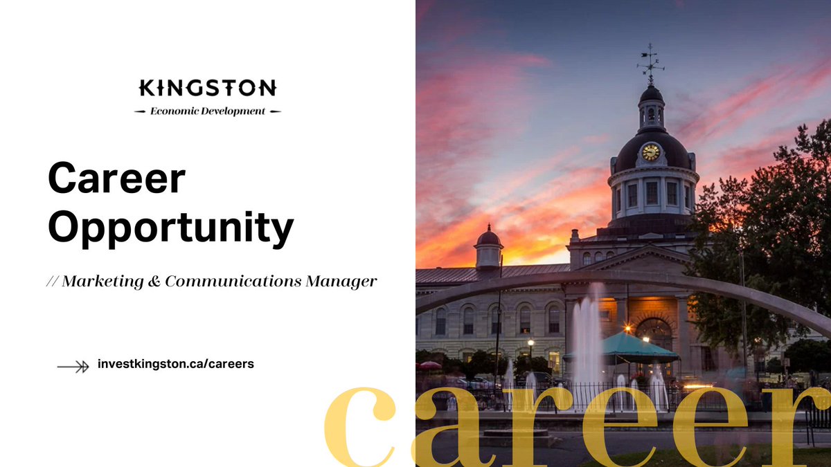 Kingston Economic Development Corporation is seeking a motivated and growth-oriented individual to fill the role of Marketing & Communications Manager. #YGK Learn more: ow.ly/RqnQ50RxnY8