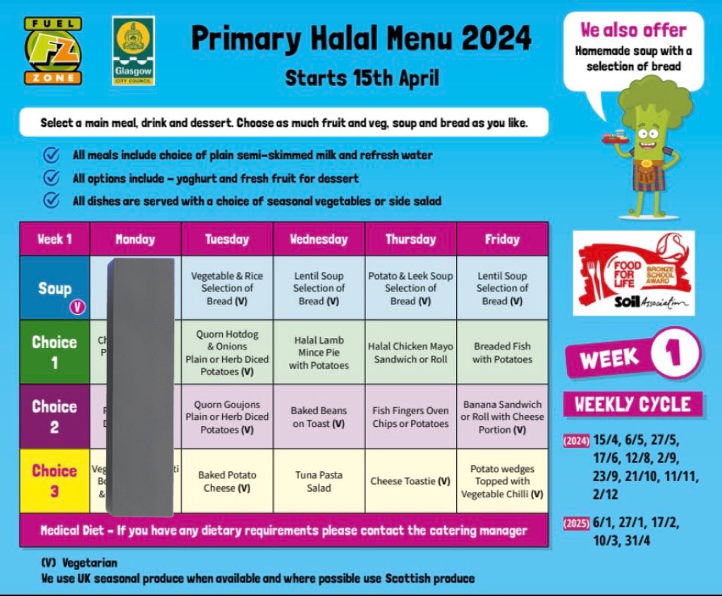 Here are the #SchoolLunch menus that will be available @FuelZoneGlasgow this week. Please remember to pre-book your child’s school lunches via @ParentPay as usual. We’re looking forward to seeing everyone tomorrow. Remember that lunches are FREE for all P1-5 pupils.…