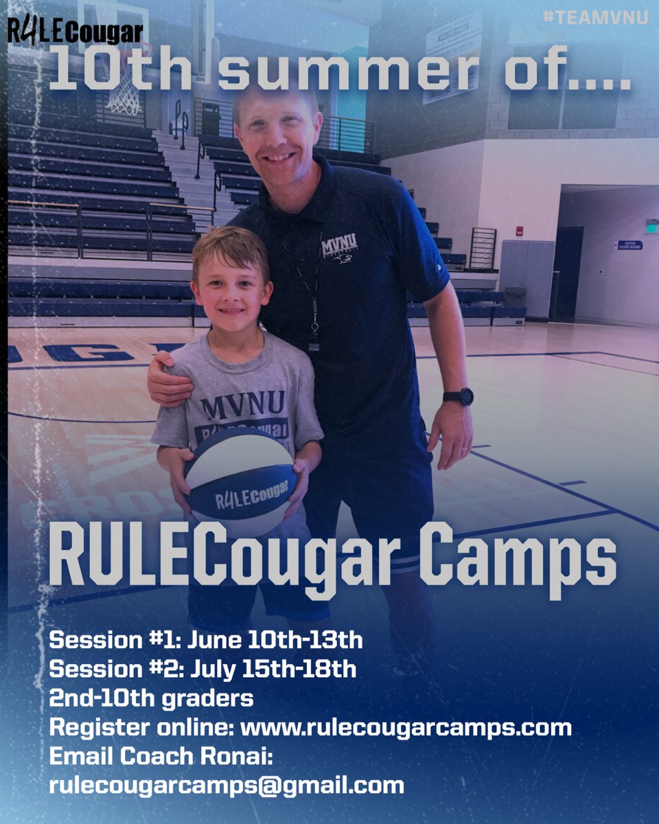10th Summer of RULECougar 🏀 Camp! 

Let's 
GO 

Spots are filling up. Be sure to sign up soon! 
rulecougarcamps.com