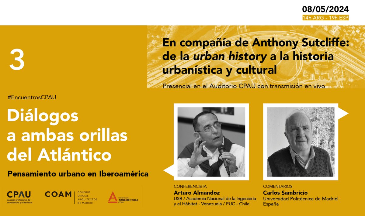 Acudimos a una jornada más del ciclo 'Diálogos a ambas orillas del Atlántico'. Desde Buenos Aires, repasamos a la historia de la arquitectura e historia urbana en el mundo iberoamericano. Intervienen Arturo Almandoz y Carlos Sambricio, de @La_UPM 👉 coam.org/agenda-coam/co…