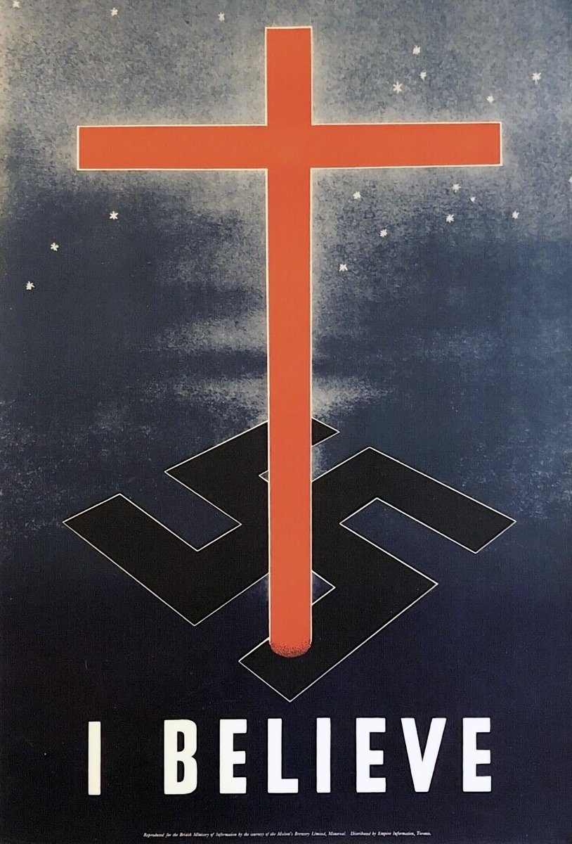 'I believe' — Canadian poster from the Second World War showing the cross defeating the swastika.