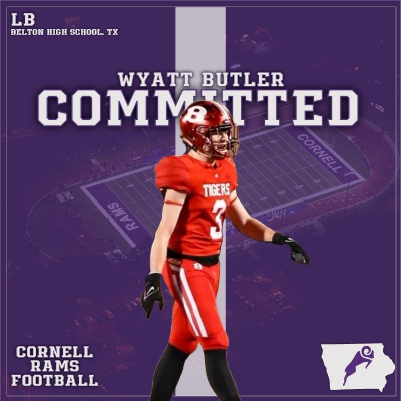 Excited to announce I will officially be committing to Cornell College and signing on 5/15! Thank you @CoachJuscik @CornellRamsFB for the opportunity to continue my football career. @ChrisHarbin17 @CoachSniffin @BeltonTigerFB @BeltonTigerABC