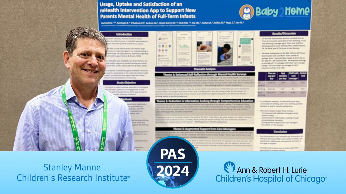 Presenting author @CFGarfield, MD, MAPP, shared findings about the use of technology to support parents' #mentalhealth with this poster at #PAS2024. @LurieChildrens @NUFSMPediatrics @nufeinberg @PASMeeting @LurieFCHIP