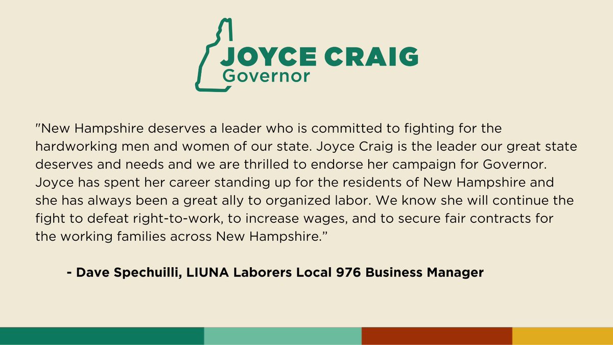 In Manchester, we prioritized supporting the hardworking families in our state, and I will do the same as Governor. I’m pleased to have LIUNA Locals 668 and 976 and @LIUNANewEngland on our team as we continue to build our winning campaign. #NHPolitics