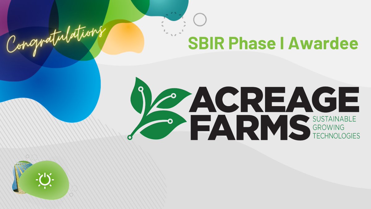 Huge congratulations to Acreage Farms for being awarded an SBIR Phase 1 grant from the USDA and a “Propel” Phase II E-Team grant from VentureWell! 🎉

Your dedication to innovation and excellence is truly inspiring. We can't wait to see the incredible strides you'll make with ...