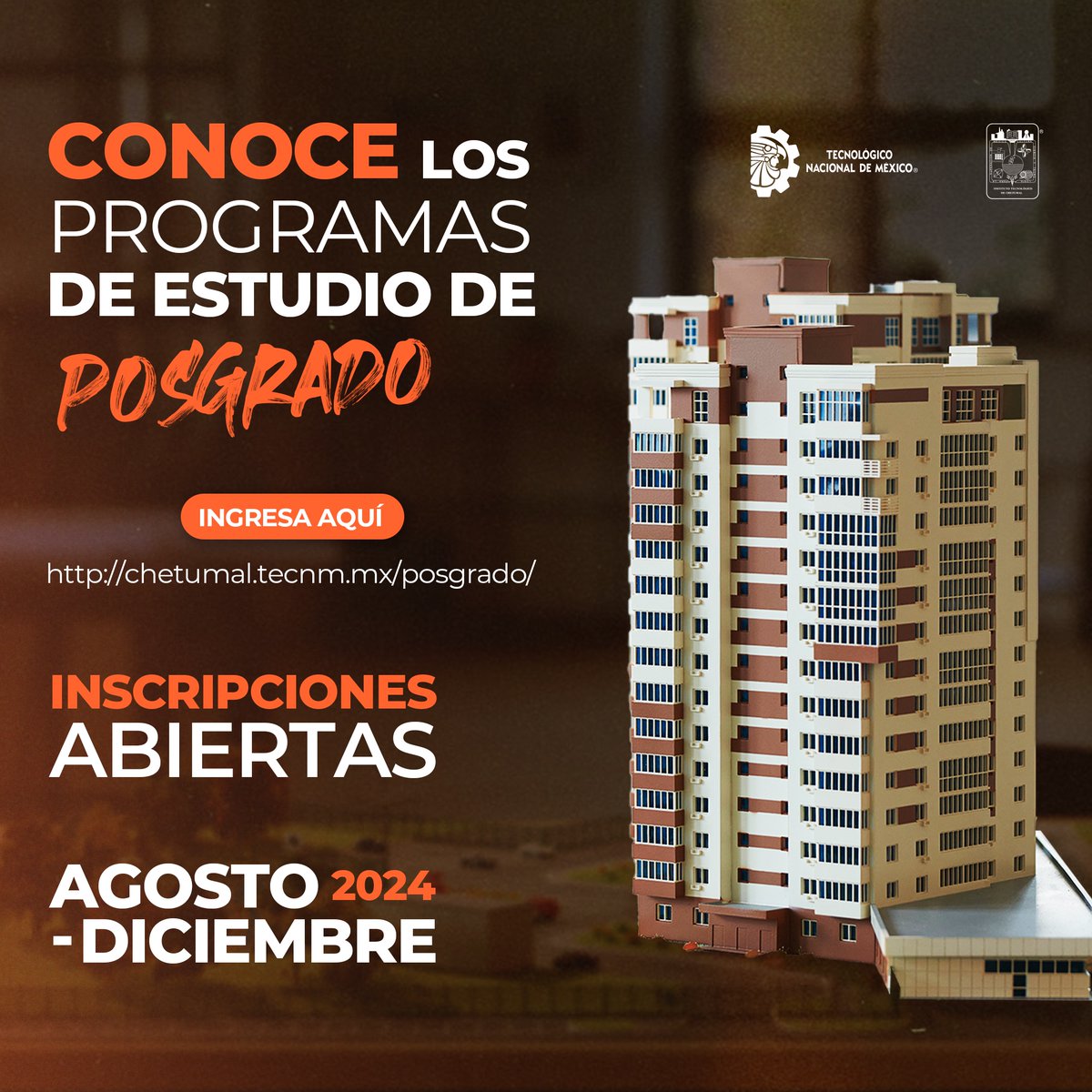 ¡Conoce nuestros programas de estudio de #posgrado y asegura tu lugar, para seguir avanzando en tu carrera profesional! 🚀

Obtén más información ingresando en: itchetumal.edu.mx/posgrado/

Consulta la convocatoria de admisión agosto – diciembre 2024 en ▶️ bit.ly/3Pp3JqA