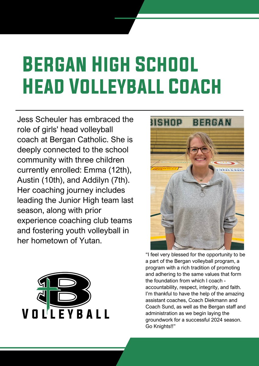 Grateful and excited to announce our new Head HS VB Coach!  #KNIGHTPRIDE