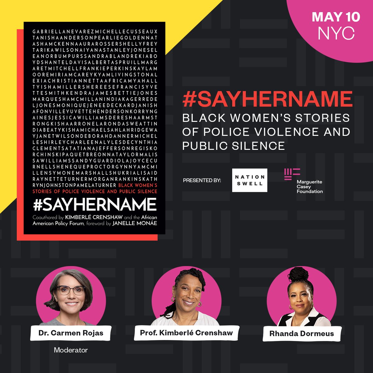 AAPF is thrilled to join @NationSwell and @caseygrants in Chelsea, NY on May 10th for the #MCFBookClub discussion on #SAYHERNAME: Black Women’s Stories of Police Violence and Public Silence with @sandylocks
