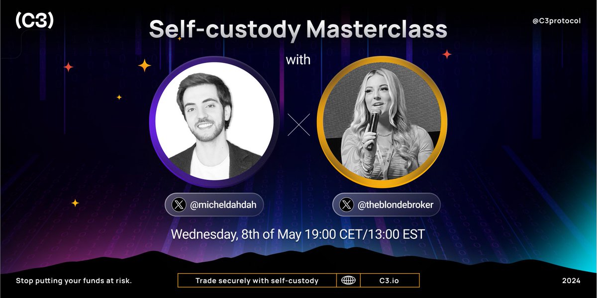 Join us for a self-custody masterclass with @theblondebroker and @micheldahdah This Wednesday, 19:00 CET / 13:00 EST 🎙 x.com/i/spaces/1yojm…