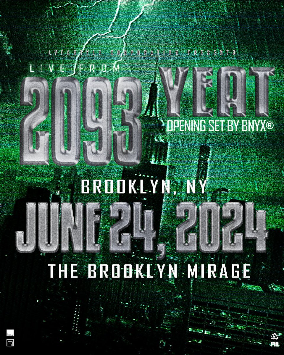 JUST ANNOUNCED: don't miss Yeat at The Brooklyn Mirage on June 24 ⚡️ get your tickets this Thursday at 10am!