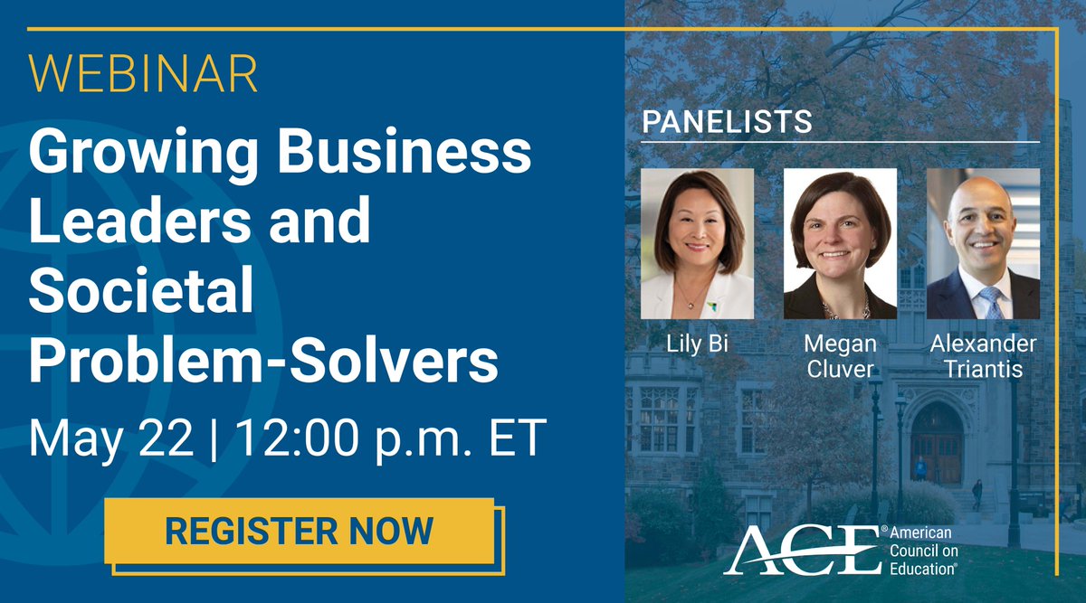 Join @ACEducation and @AACSB for a panel discussing the state of business education as well as how business schools ensure access and high-quality academic offerings in a dynamic, state-level policy environment.

Register: 🔗acenet.edu/Events/Pages/G…