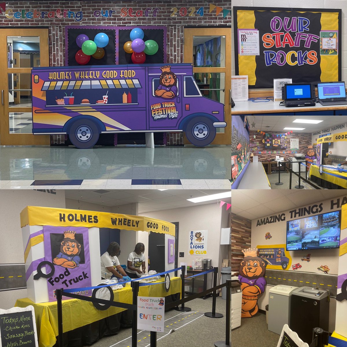 The celebration of the amazing #RoyalLion staff has begun! “The Festival of Food Trucks - Holmes Style”#TeacherAppreciationWeek We appreciate the amazing work of everyone here!#NoPlaceLikeHolmes