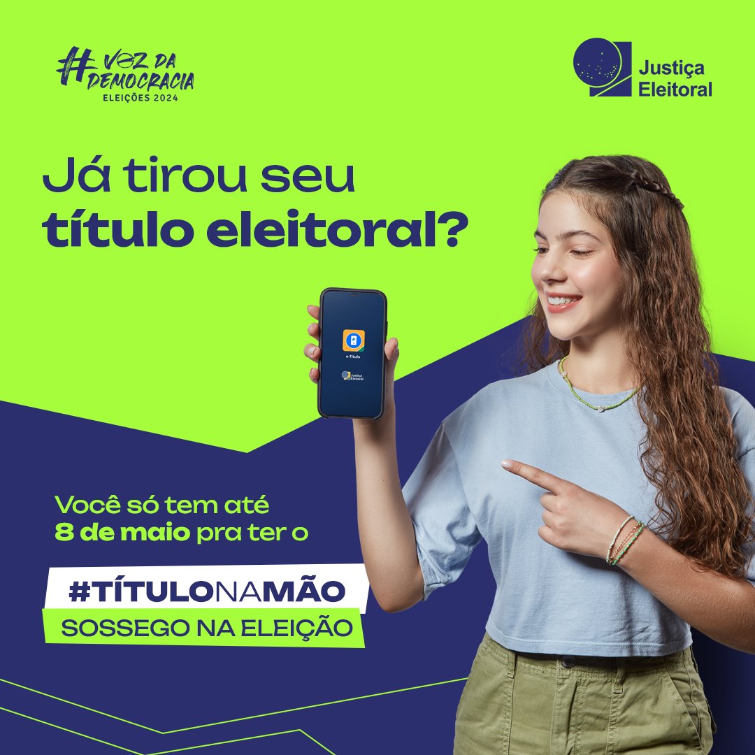 Faltam só 3 dias para o fechamento do cadastro eleitoral, hein? Compareça já ao cartório eleitoral mais próximo e garanta a sua participação nas #Eleições2024 com o #TítuloNaMão 🫰