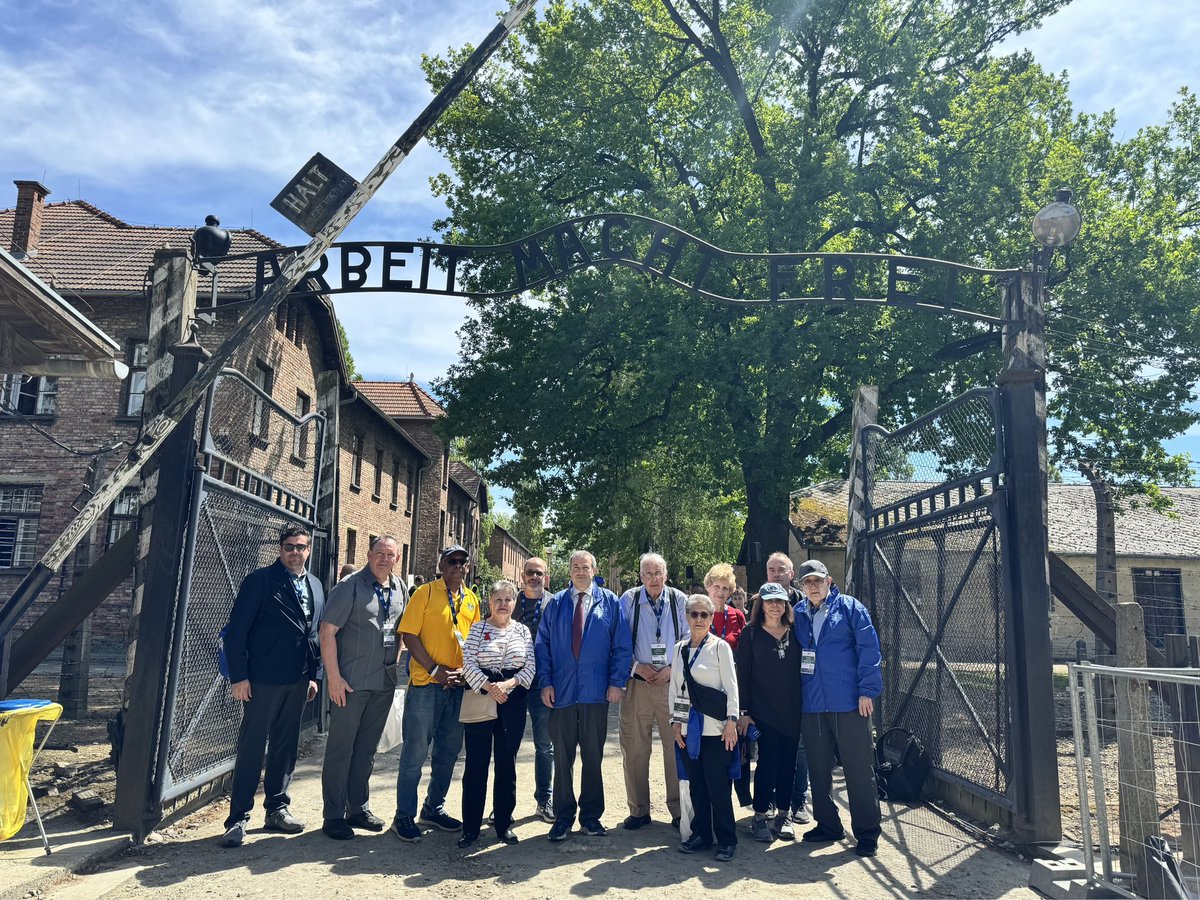 Standing in Auschwitz with a delegation of university presidents who have travelled with me to Poland to bear witness to the Nazi atrocities against the Jews during the holocaust. As antisemitism spreads across the world and college campuses, never again is now.