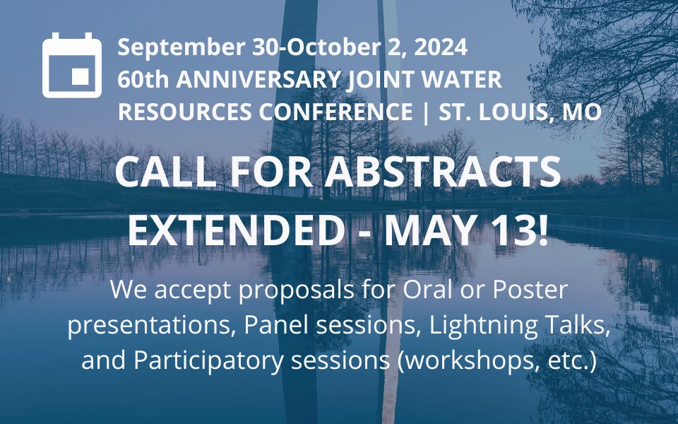 You asked for more time to submit your abstract - good news! The #AWRA2024 Call for Abstracts deadline is now to May 13. Don't miss out on the chance to present your research at this must attend water resources conference. awra.org/Members/Events…