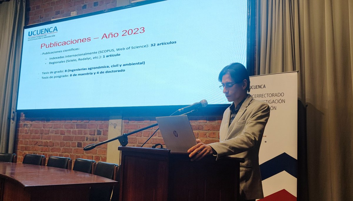 Investiga_UDC's tweet photo. @udecuenca @Ing_UCuenca @DCCUCuenca @KaleidosEc @Llactalab @pydlos @angemaria8a El departamento de @iDRHICA presentó su madurez en la investigación. Su director @GalinCarrillo, resaltó la mejora continua y los logros académicos de los doctorados en Recursos Hídricos y Recursos Naturales Renovables. https://t.co/eUimPqNrtV