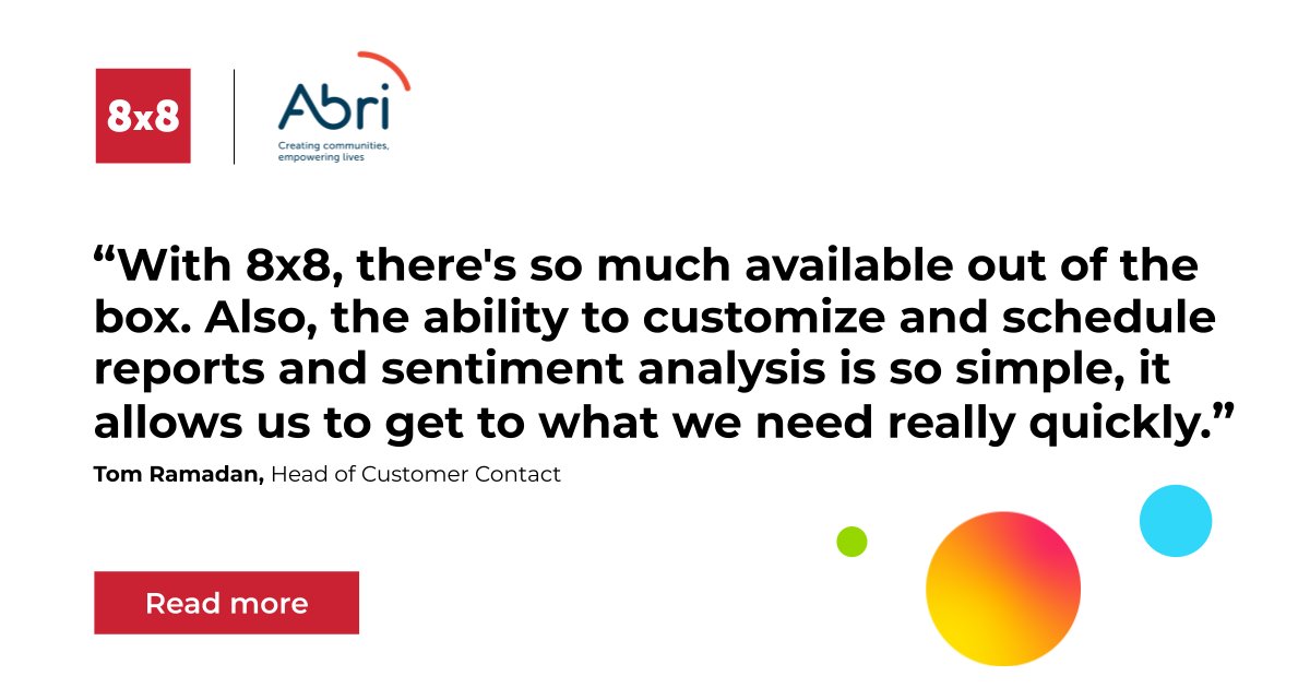 Abri, a #UK housing association, prioritizes #custserv & community investment. 8x8's integrated #CCaaS & #UCaaS platform has not only helped improve response times, but has also simplified #IT management, enabling staff to focus on delivering better #CX: bit.ly/3uq8clv