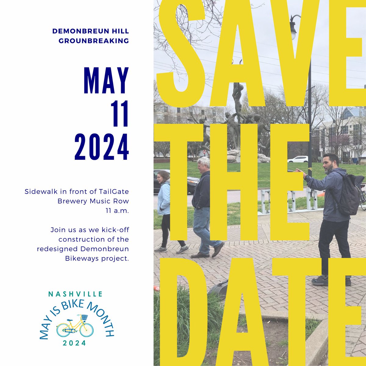 Nashville Department of Transportation (@nashvilledot) on Twitter photo Join us as we kick-off construction of the redesigned Demonbreun Bikeways project. #BikeMonth
📍 Sidewalk in front of <a href="/TailGateBrewery/">TailGate Brewery</a> Music Row
⏰ Saturday, May 11 at 11:00 a.m.
Visit our calendar of events for more #BikeMonth events: nashville.gov/departments/tr… Join us as we kick-off construction of the redesigned Demonbreun Bikeways project. #BikeMonth
📍 Sidewalk in front of <a href="/TailGateBrewery/">TailGate Brewery</a> Music Row
⏰ Saturday, May 11 at 11:00 a.m.
Visit our calendar of events for more #BikeMonth events: nashville.gov/departments/tr…