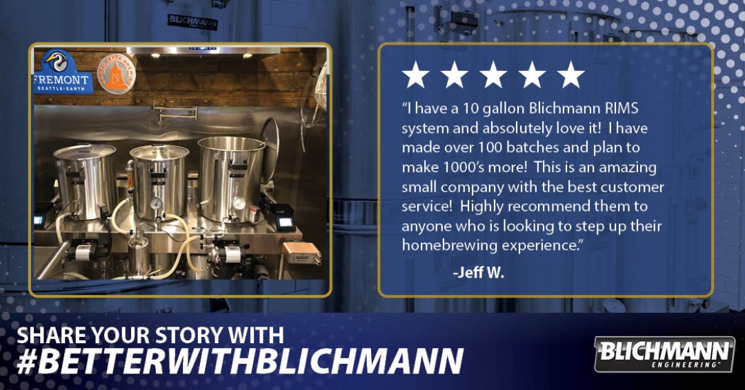 🍺 Discover the Blichmann Engineering Pro Pilot Systems, equipped with all the necessary features and accessories to start brewing immediately.  🌟 A special shoutout to Jeff W. for sharing his experience! Learn more about our systems right here. 👉 bit.ly/3IzUWO5