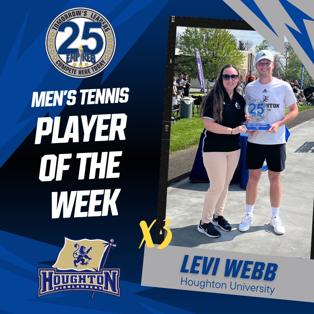 Congrats to our #E8 Men's Tennis Weekly Award Winner!

Player of the Week Levi Webb
@HUHighlanders 

#E8Proud #LeadersCompeteHere #WhyD3 #E825