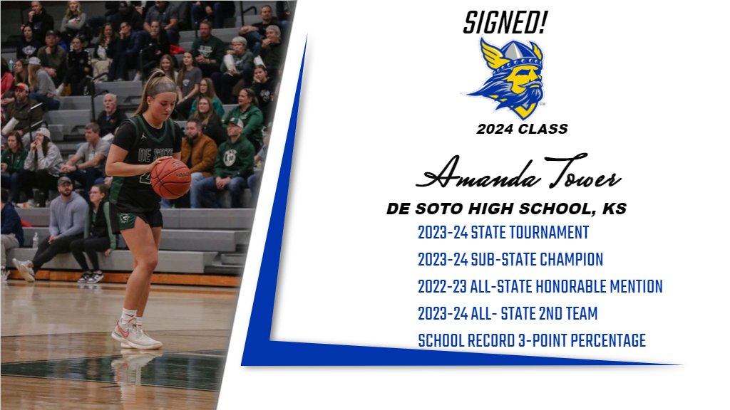 SIGNED!!

Help us welcome Amanda Tower from De Soto High School to the Swede's family! Amanda helped her team to the 5A State Tournament, is a 2x All-State member and now holds the De Soto record for 3pt percentage, knocking down over 40% of her 3s this year!