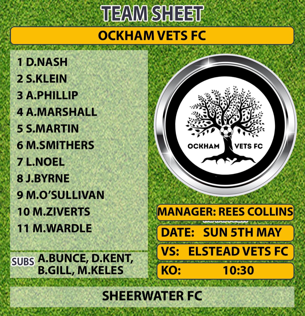 OckhamVets's tweet photo. Sunday’s Result and Line-Up.

11-1 Win Vs @ElsteadFc Vets

Goals from:-
J.Byrne x3 
O’Sullivan x1
@MichaelZiv61585 x2
@wardlessss x1
L.Noel x3

One step closer to the league title 🏆

MOM:- @wardlessss 👏🏻 massively missed last week after the arrival of your little one 👶🏻#congrats https://t.co/8GZppG8rM1