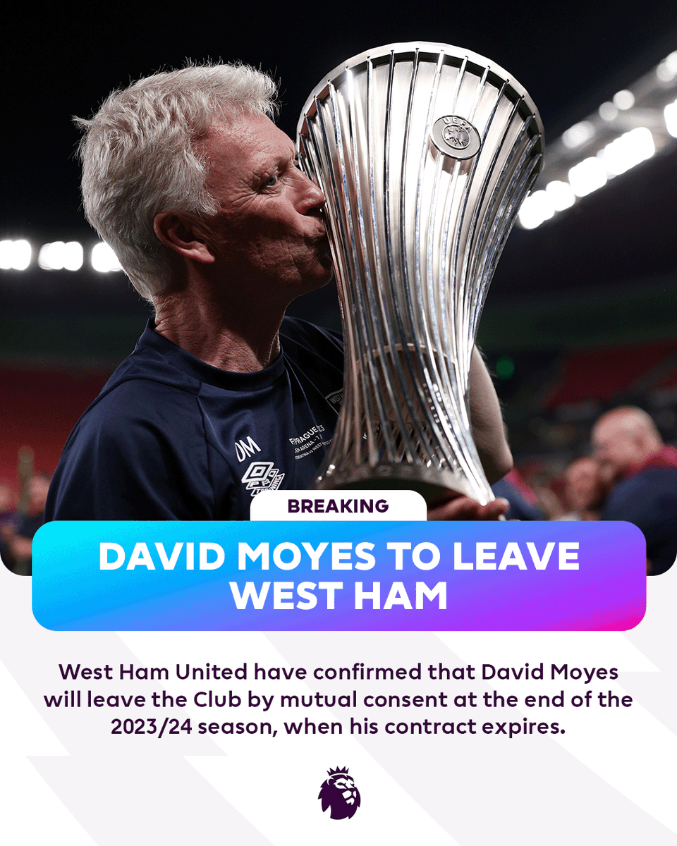 David Moyes’ second spell as West Ham boss will come to a close at the end of the season