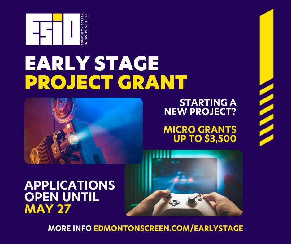 Starting a new project? Our Early Stage Project Grant program is now open for submissions! The goal is to help increase activity leading to a positive impact to the local economy and the opportunity to support moving new ideas forward. More info at edmontonscreen.com/earlystage