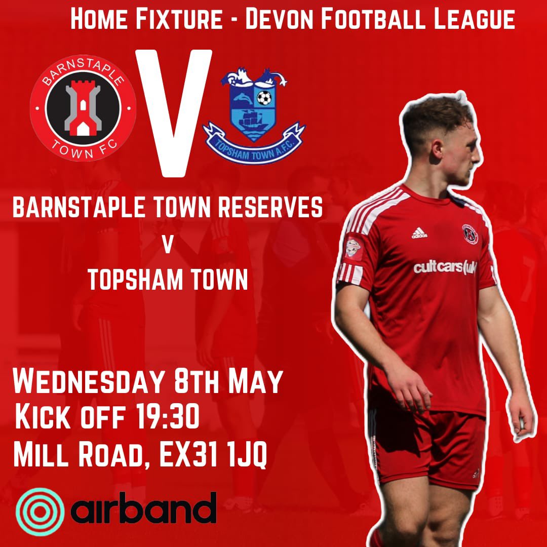Next up the for reserves is a home fixture on Wednesday evening, kick off 7:30pm with Topsham Town the visitors #UpTheBarum