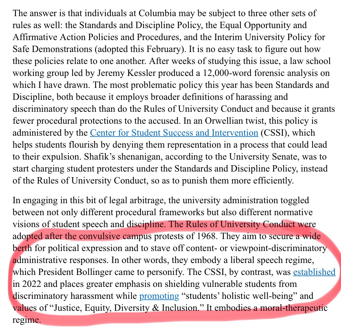 Presidential powers return as administrative power. Enlightening essay on Columbia, university governance, the function of endowments, and campus free speech norms and rules. balkin.blogspot.com/2024/05/seeing…