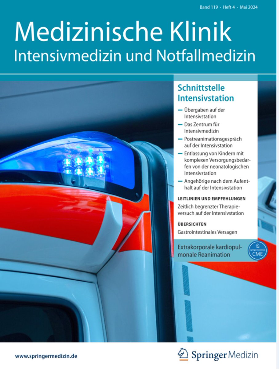 Die neue Ausgabe der "Medizinische Klinik - Intensivmedizin und Notfallmedizin" ist da. Für DGIIN- Mitglieder kostenlos. Thema "Schnittstelle Intensivstation", aber auch CME-Beiträge zu extrakorporaler Reanimation, u.v.m...