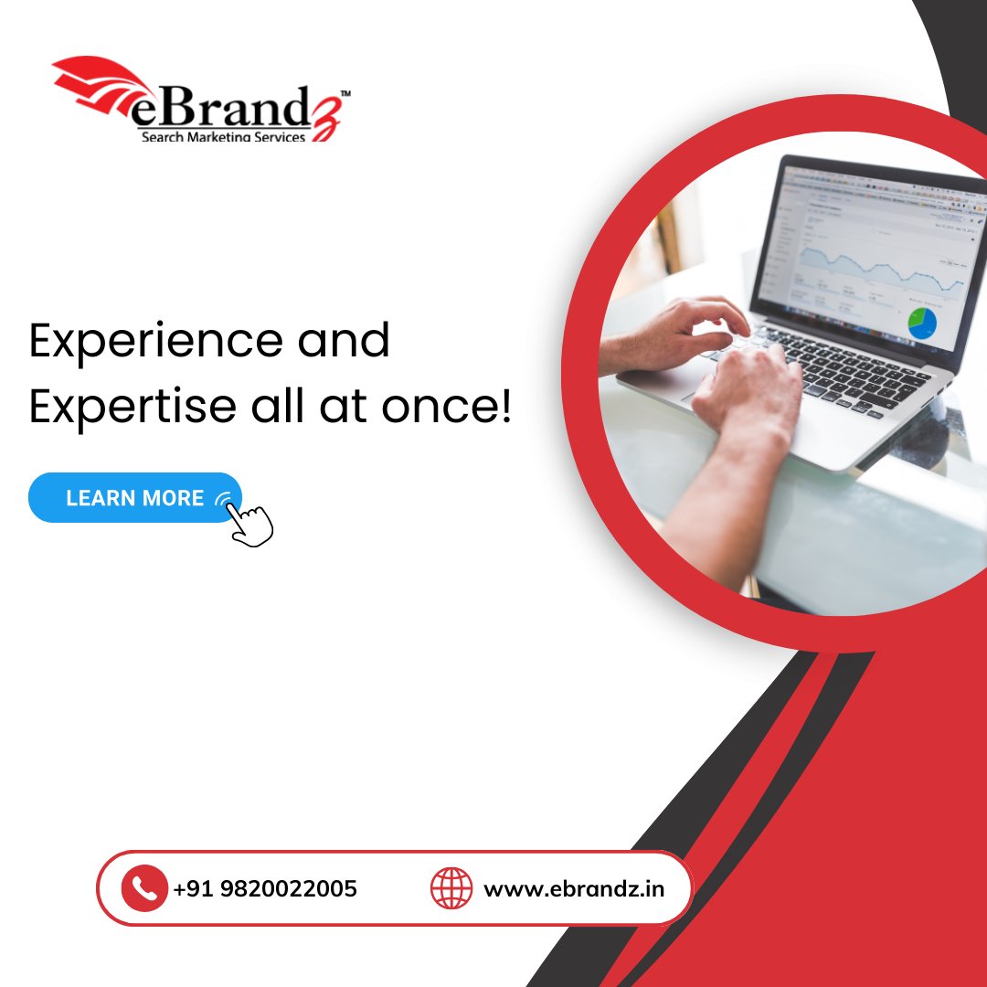 The epitome of EXPERIENCE and EXPERTISE, eBrandz is your right partner for elevating and creating solutions that bring the best outcomes for your brand or business.  ebrandz.in
#socialmedia #googleads #digitalmarketingagency #payperclick #branding #advertising