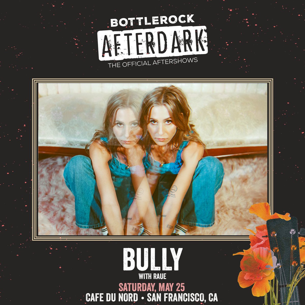 Bully's tweet image. Happy to announce @RaueMusic will be joining us in SF at @cafedunord on May 25 - get tix: 10atoms.com/Bully-Tour @BottleRockNapa 

📸 Bobbi Rich