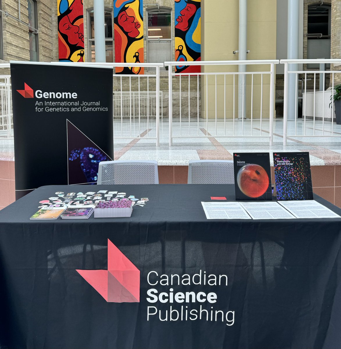 🔥 We made it to #CSMB2024! 🔬 Come check out #BiochemistryandCellBiology, #Genome, @FACETSJournal! Come grab stickers, postcards, and much more! 🌟 @CSMB_SCMB @CSMB2024 @CSMB_trainees #ScienceSwag'